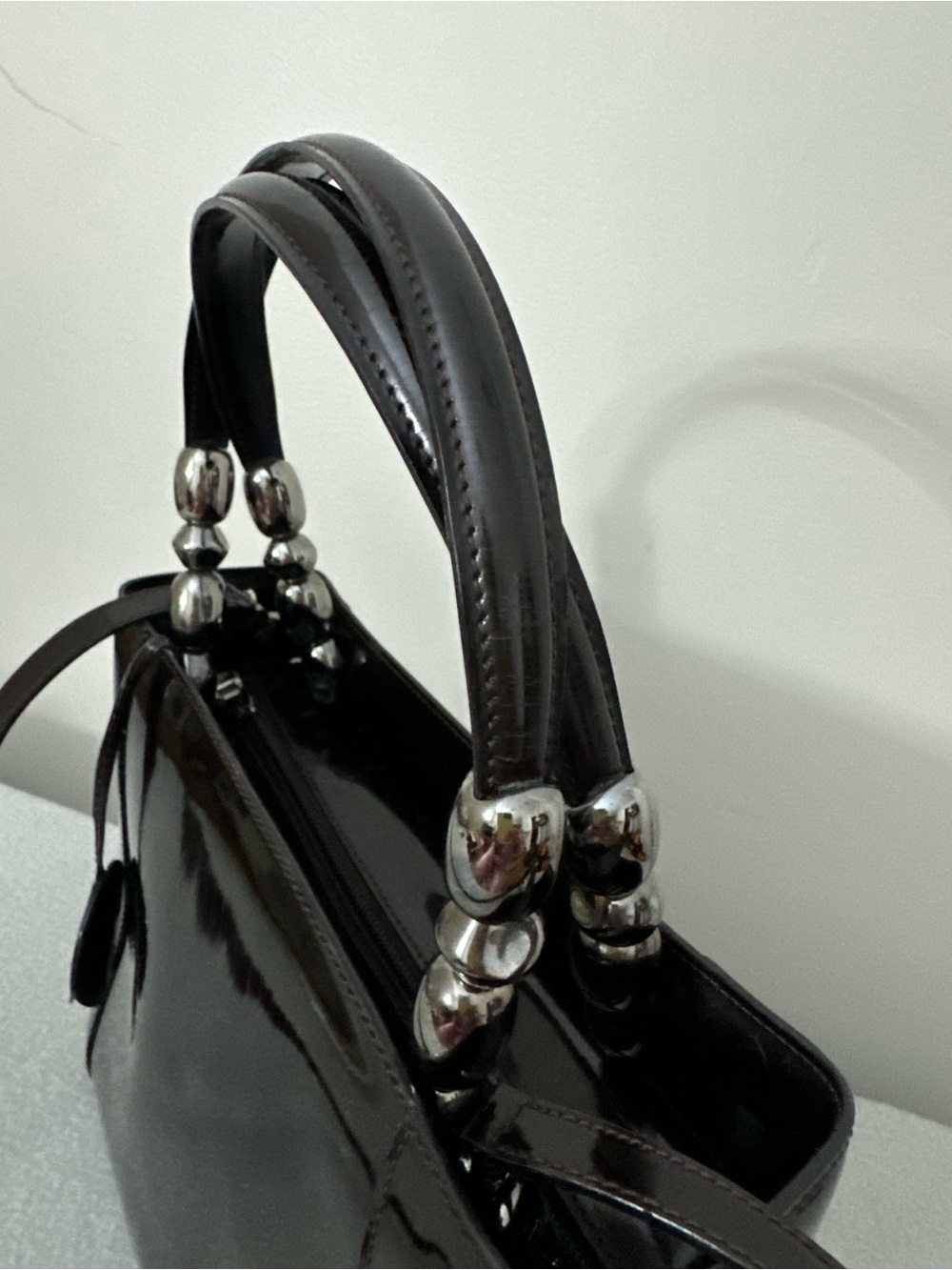 Auth Dior Black Patent Leather Top-Handle Bag - Picture 6 of 16